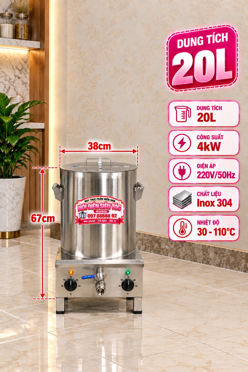 Nồi nấu phở điện 20L